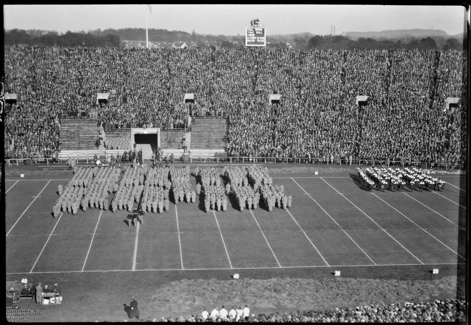 Photograph of Football Game, Army vs. Yale, Yale Bowl, New Haven, Connecticut: Corps and Band on Field