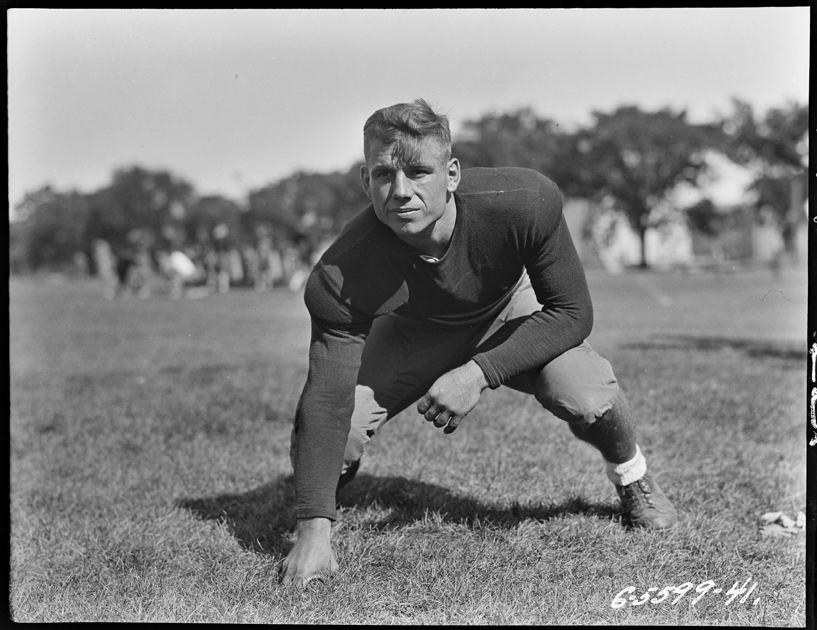 Photograph of Harvey J. Jablonsky, in Football Uniform, West Point "A" Letterman