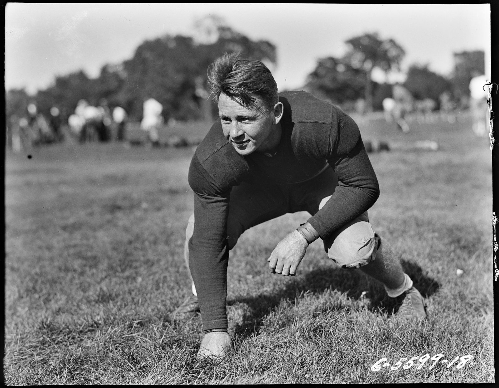 Photograph of Stacy W. Gooch, in Football Uniform, West Point "A" Letterman
