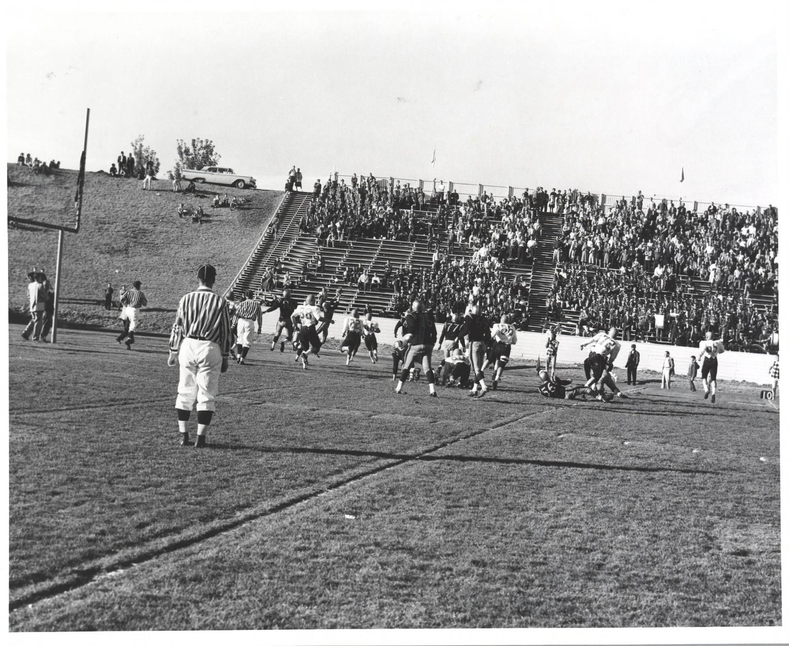 1961 Homecoming Football game, University of Idaho (20) vs. San Jose State (22) In-game action [13]