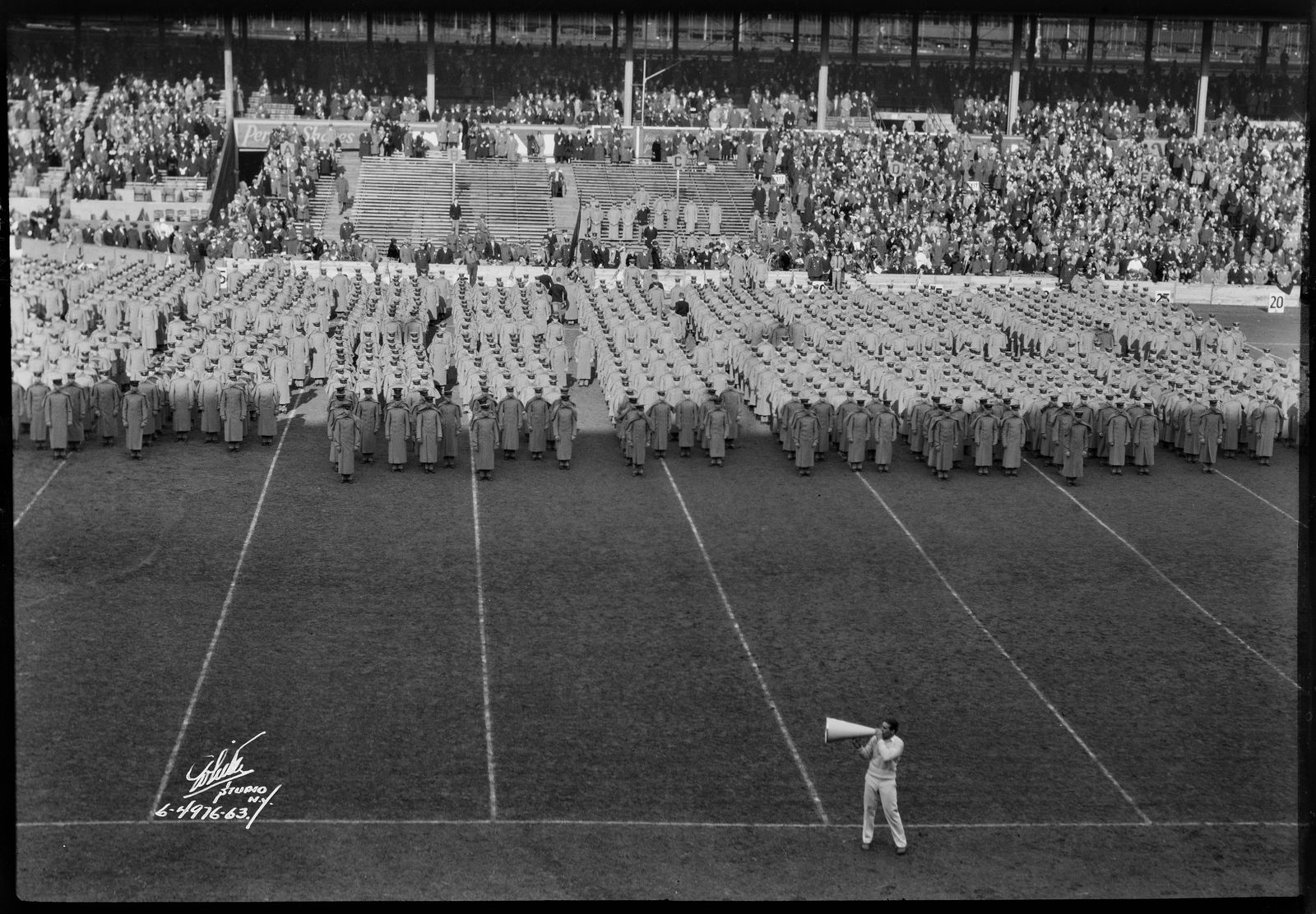 Photograph of Football Game, Army vs. Columbia, Polo Grounds, New York; Corps of Cadets on the Field