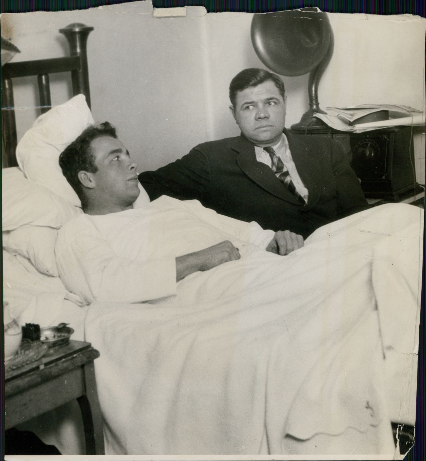 Babe Ruth Visits Boland, Injured Notre Dame Star