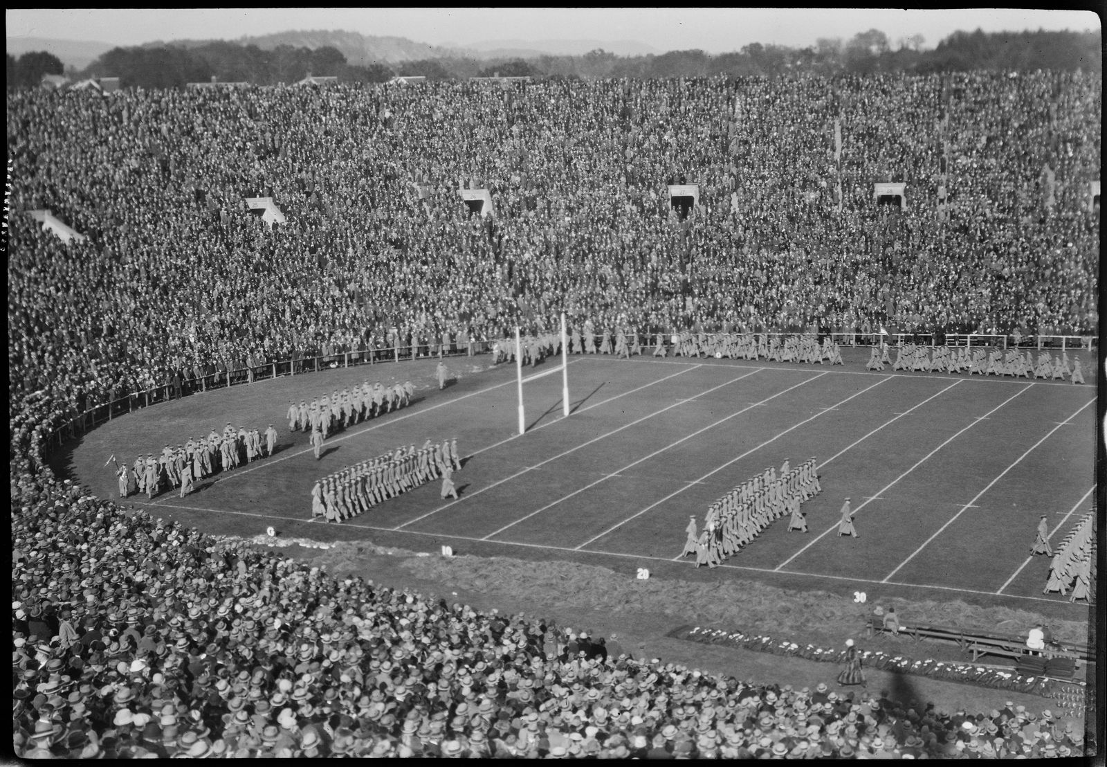 Photograph of Football Game, Army vs. Yale, Yale Bowl, New Haven, Connecticut: Corps Marching onto Field