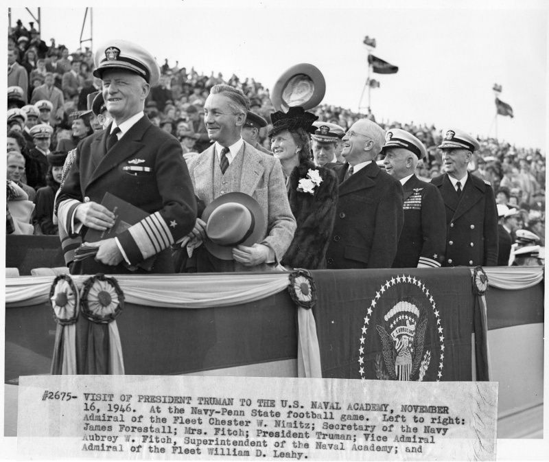 Truman Waves to the Crowd at the Navy-Penn State Football Game