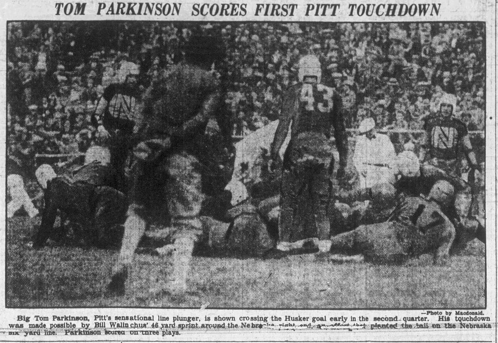 Nebraska vs. Pittsburgh, 1929