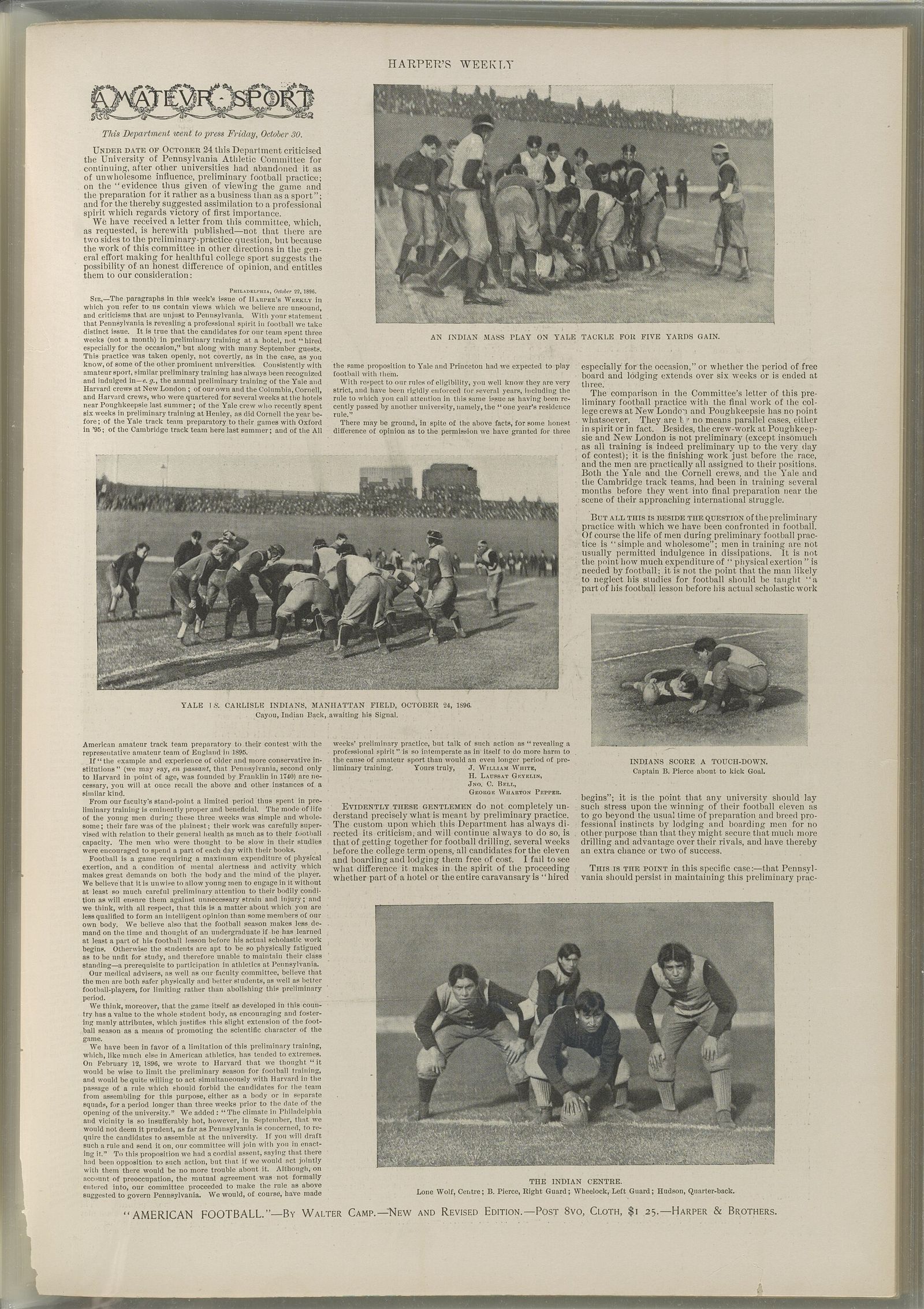 Scenes from a Yale vs. Carlisle Indians football game at Manhattan Field