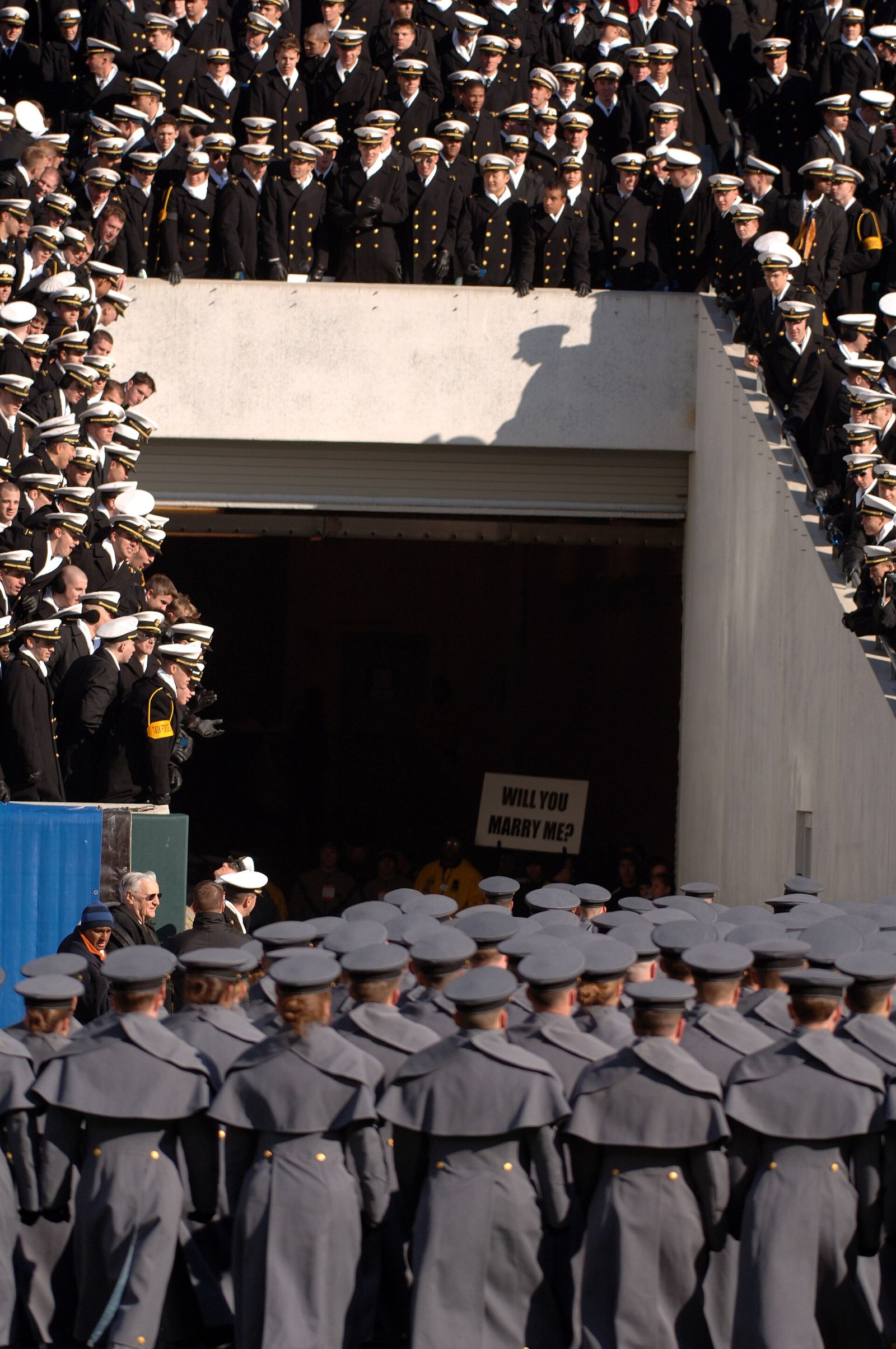 The Army’s West Pont Cadets march off the field during opening ceremonies for the 106th playing of the Army vs. Navy Football game.