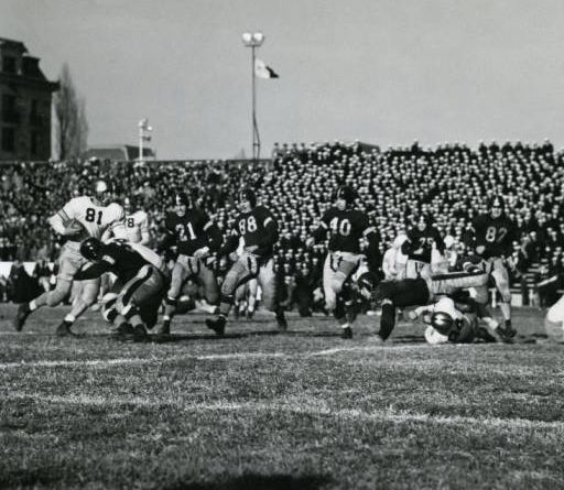 Game play during the 1942 Army-Navy game, the last one played in Annapolis.