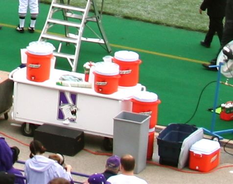 Gatorade on Northwestern sideline, Ryan Field. Evanston, IL.