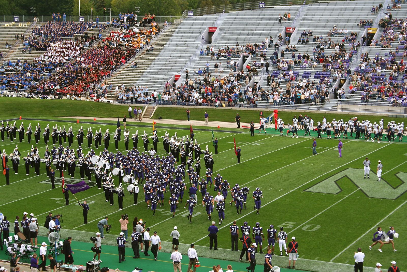 Northwestern University football team and band. Ryan Field, Evanston, IL.