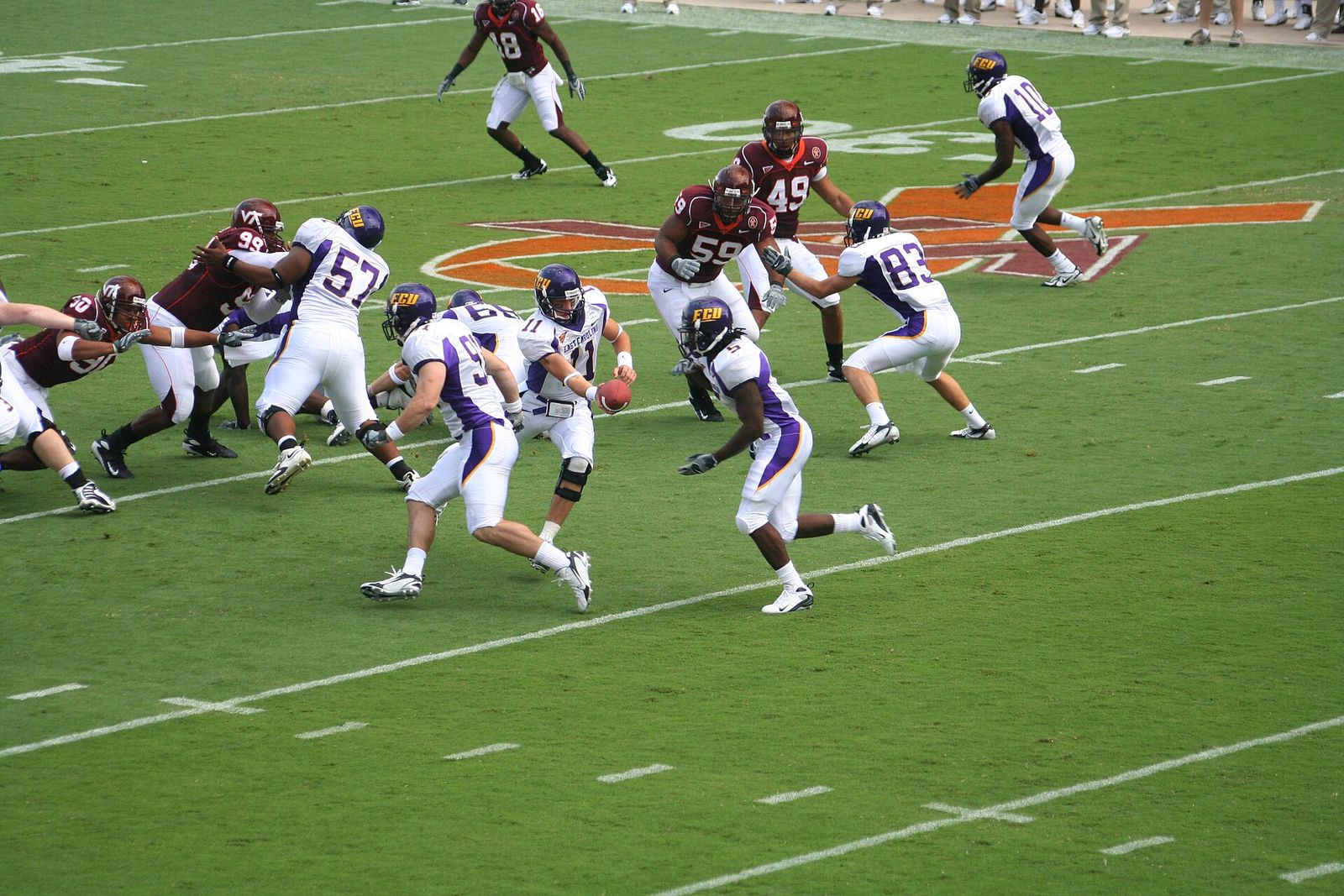 The first play of the game between Virginia Tech and East Carolina1st Play of the Game