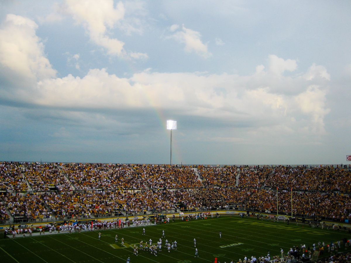 College football: Opening day of Bright House Networks Stadium: University of Texas Longhorns vs. UCF Knights. Rainbow in the background
