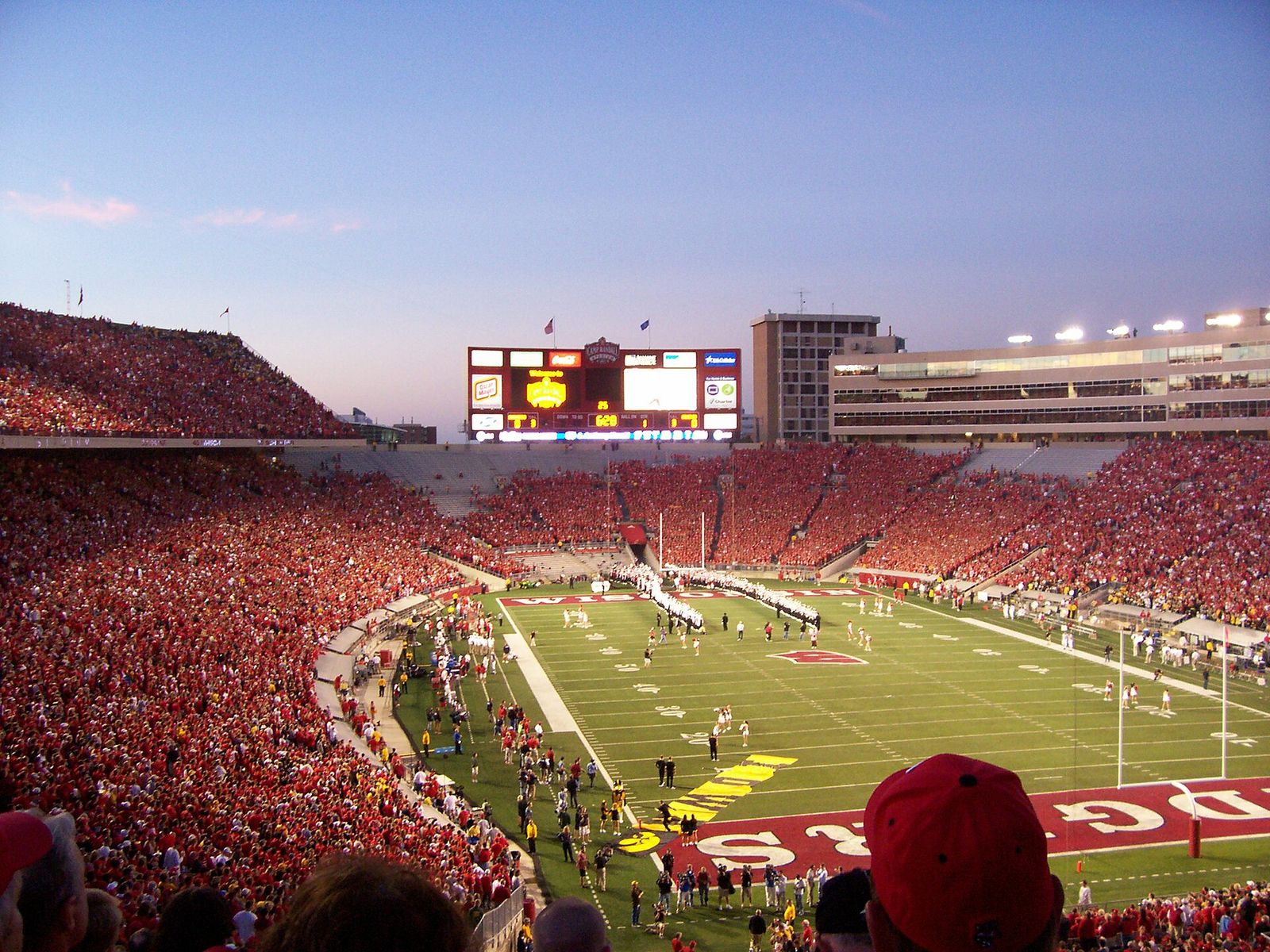 full field, a sea of red fans