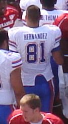 Aaron Hernandez at the Florida Gators vs. Arkansas Razorbacks game on October 4, 2008.