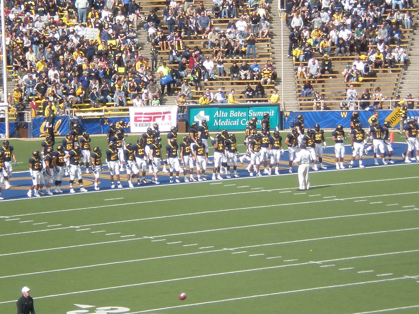 The Golden Bears take the field at the end of halftime in a Cal home game against the Arizona State Sun Devils. The Golden Bears won 24-14.