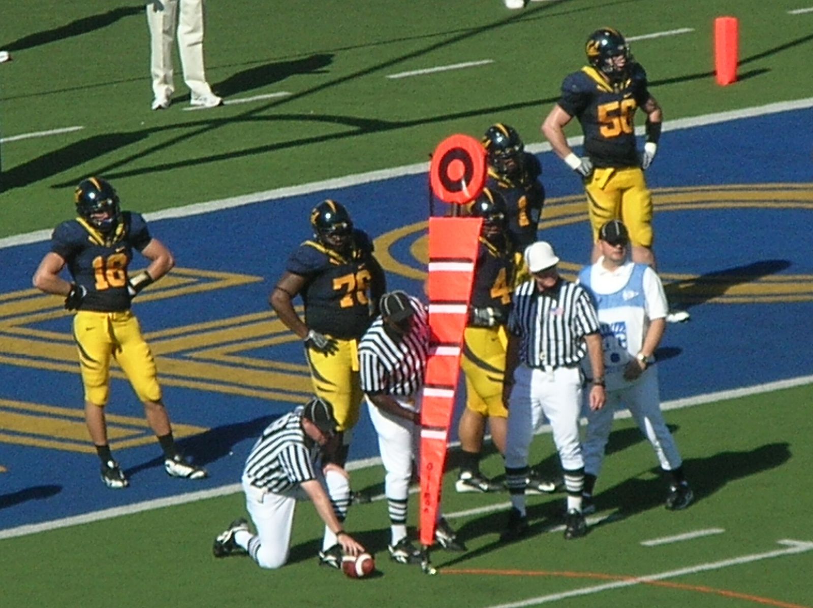 A first down measurement for UCLA at a Cal home game against the UCLA Bruins. The Golden Bears won 41-20.