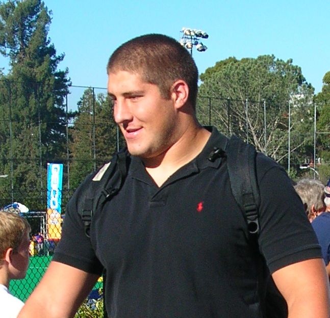 Cal center senior Alex Mack at the March to Victory prior to a Cal home game against the UCLA Bruins. The Golden Bears won 41-20.