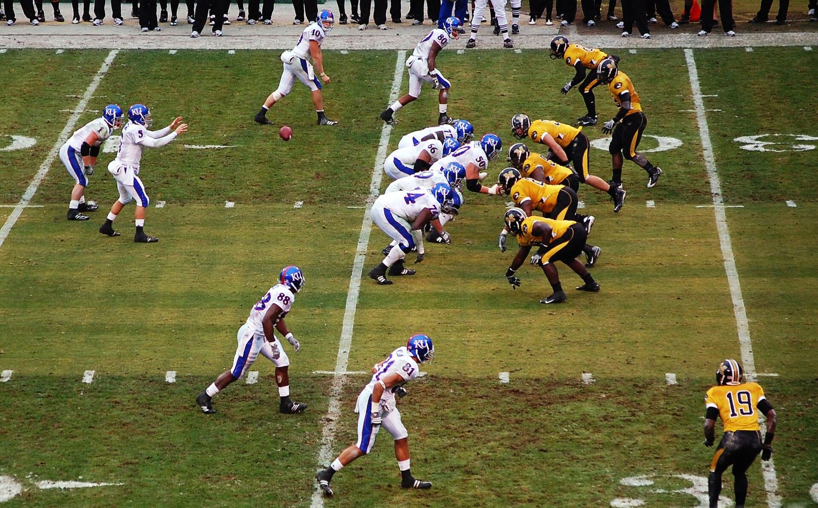 Kansas Jayhawks vs. Missouri Tigers on November 29, 2008. KU defeated Mizzou 40–37.
