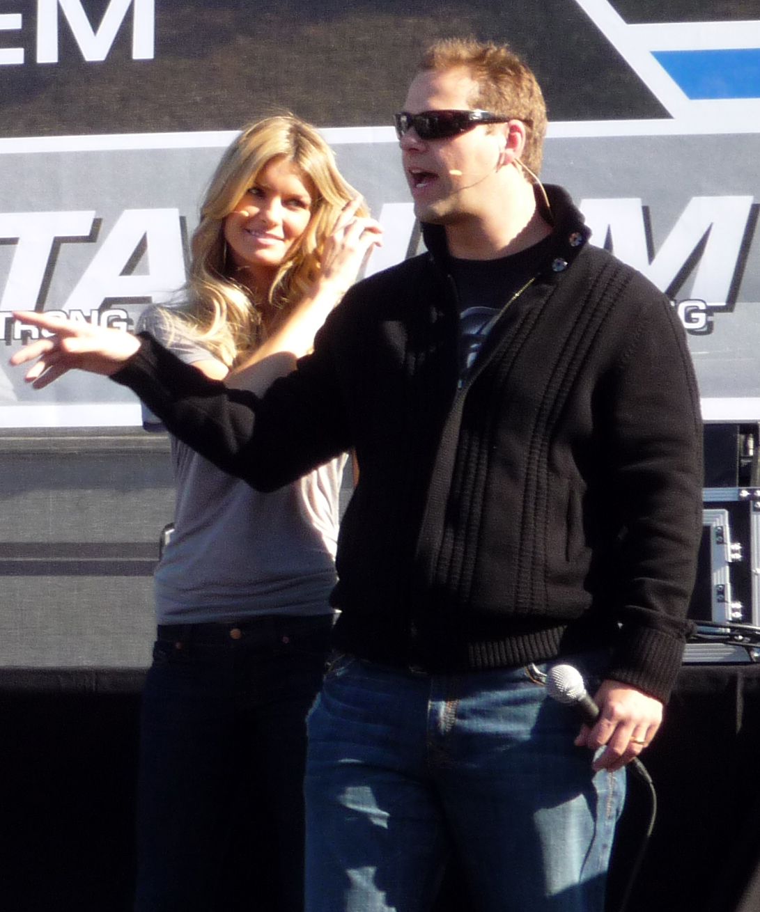 Chris Rose sports journalist, with model Marisa Miller.
