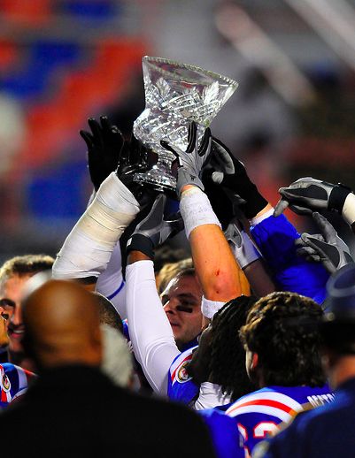 Picture of the trophy presented to the Louisiana Tech football team after winning the 2008 Independence Bowl in Shreveport, Louisiana.