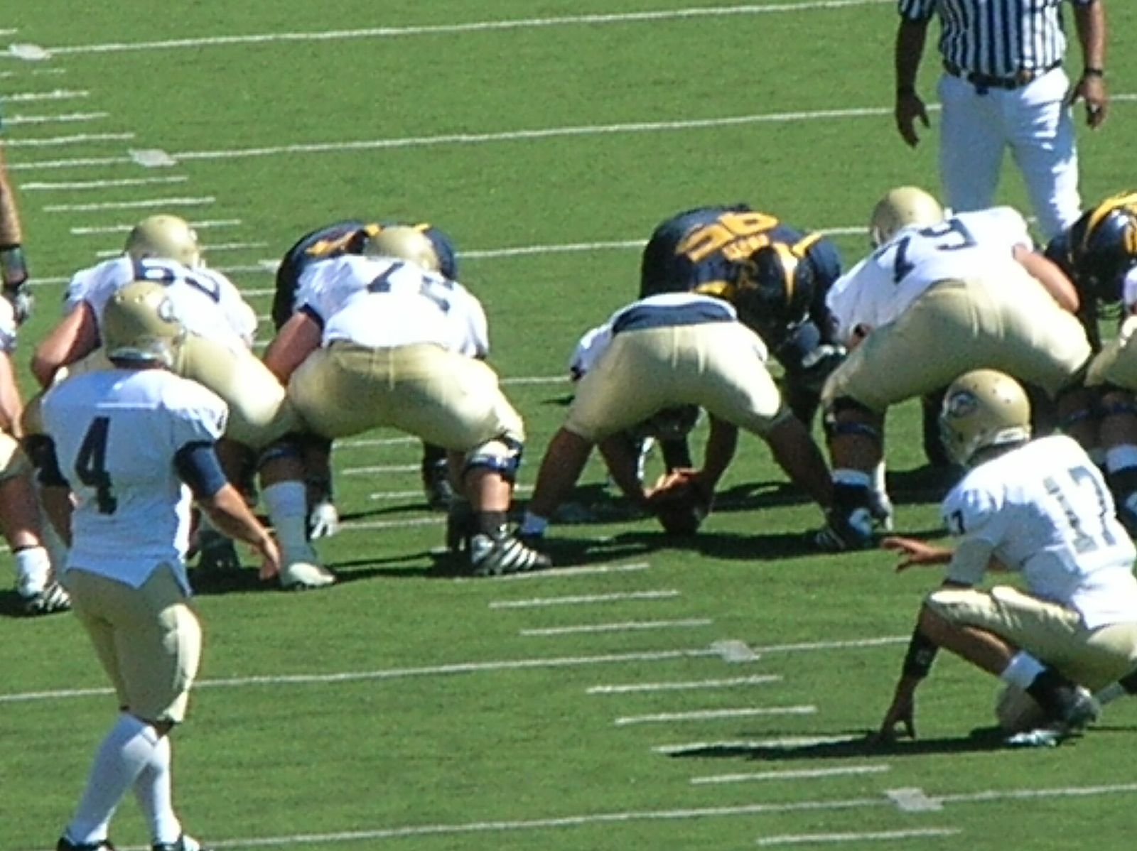 The UC Davis Aggies kick a field goal during a road game against the California Golden Bears. The Golden Bears won 52-3.