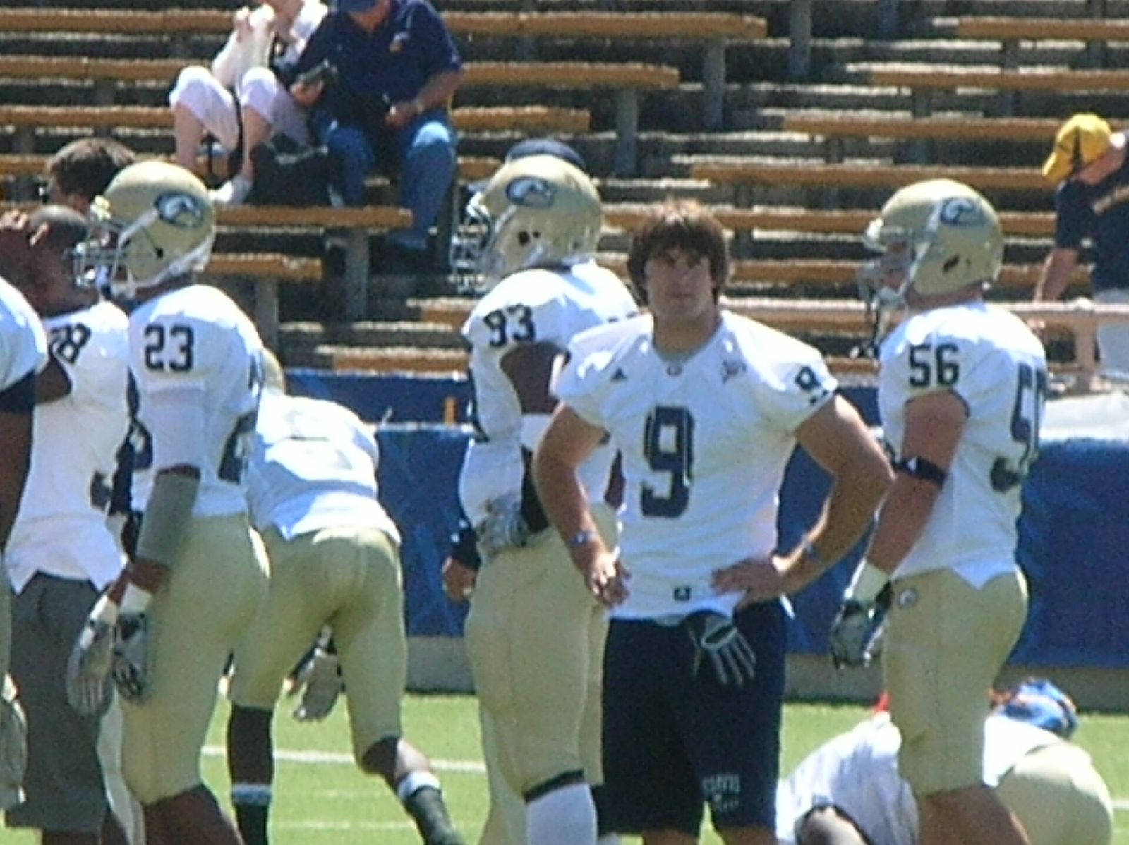 The UC Davis Aggies on the field before a road game against the California Golden Bears. The Golden Bears won 52-3.