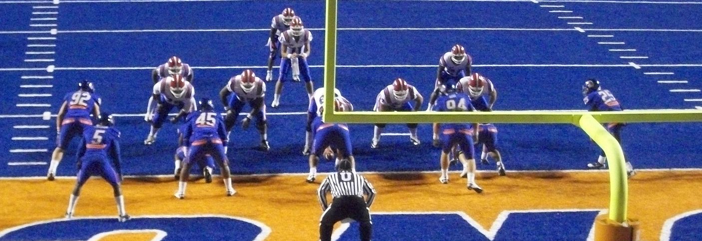 The Boise State Broncos defense making a goal line stand against Louisiana Tech during their game on October 26, 2010 at Bronco Stadium in Boise, Idaho.