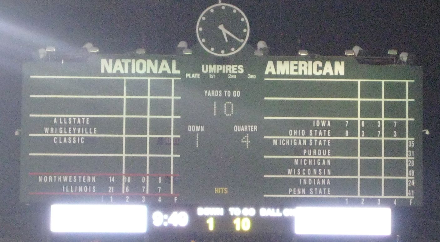close up of the centerfield scoreboard... just don't look at the illini-nu score... ;)