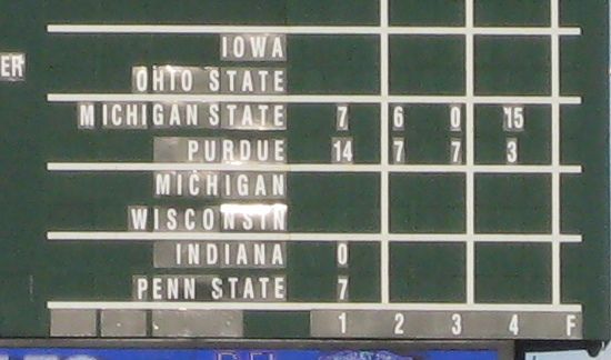 Big Ten scores on the center field scoreboard