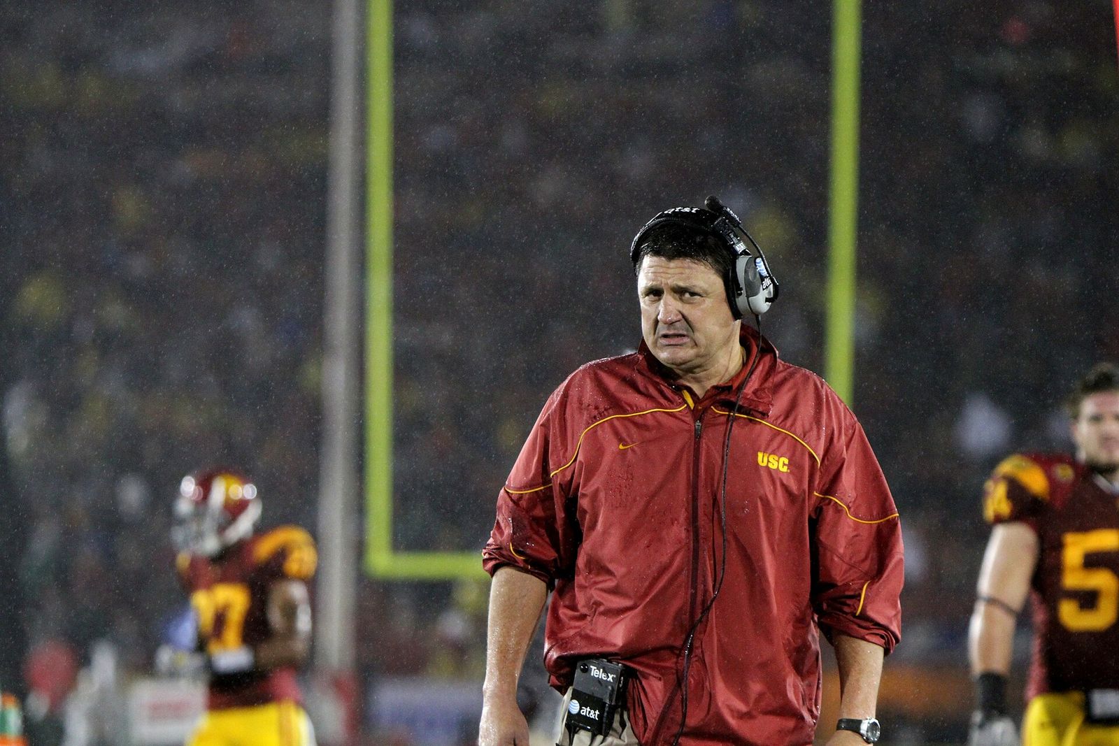 Former USC Trojans football coach, Ed Orgeron during a November 2010 game.