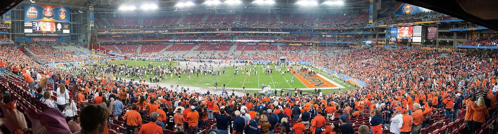 Panoramic of University of Phoenix Stadium after Auburn's National Championship win.