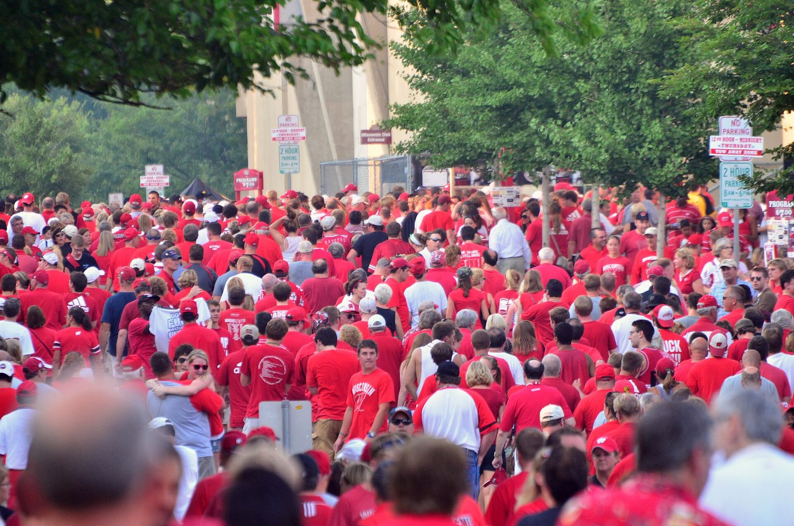 Wisconsin Badgers football fans outside the stadium in Madison prior to the first game of the 2011 season.