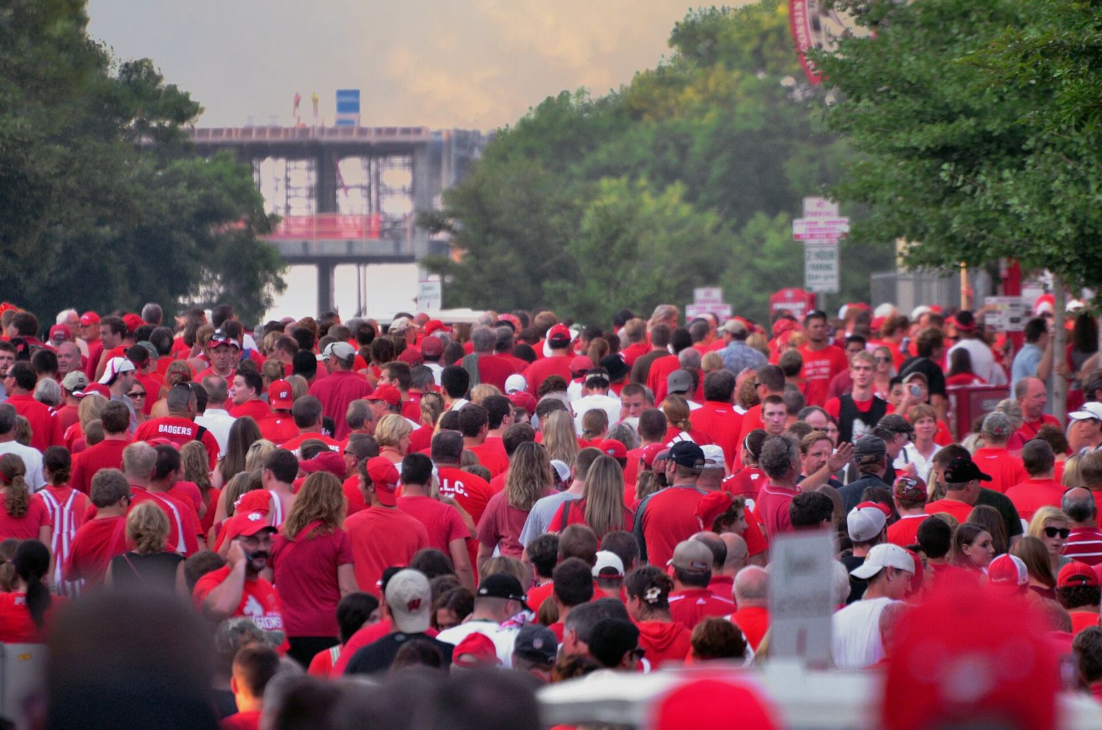 Wisconsin Badgers football fans outside the stadium in Madison prior to the first game of the 2011 season.