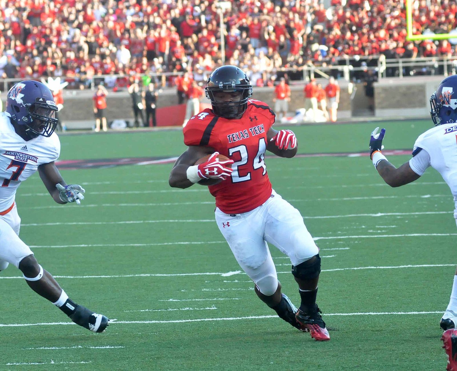 Eric Stephens, running back for Texas Tech, scores a touchdown for the Red Raiders against Northwestern State