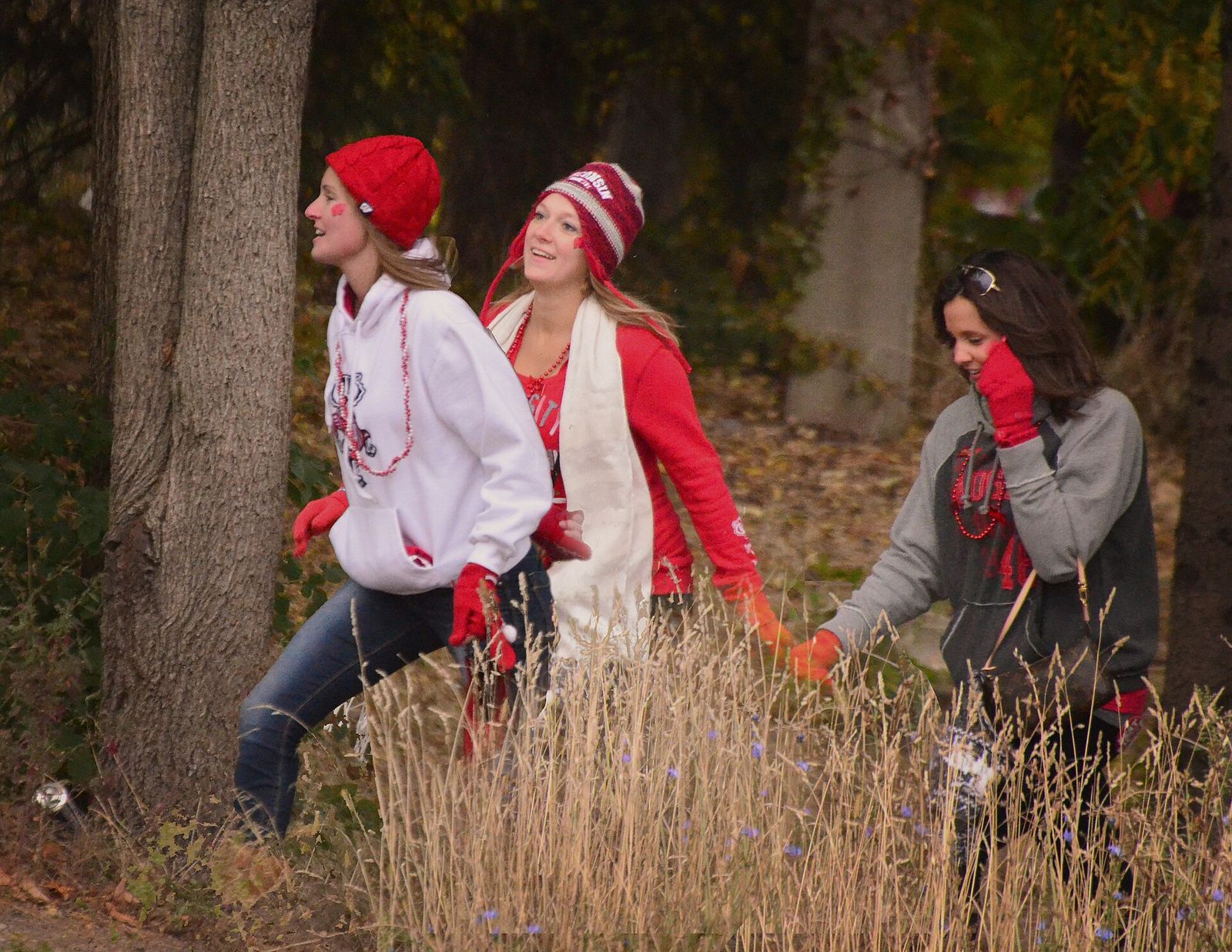 Wisconsin Badger football fans making their way to Camp Randall Stadium prior to the start of a game against Illinois