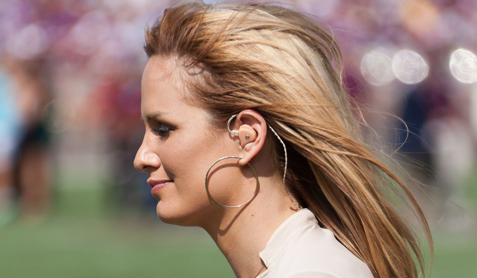 ESPN sideline reporter Jenn Brown at the Texas A&M Vs LSU SEC football game at Kyle Field in College Station Texas on October 20th, 2012
