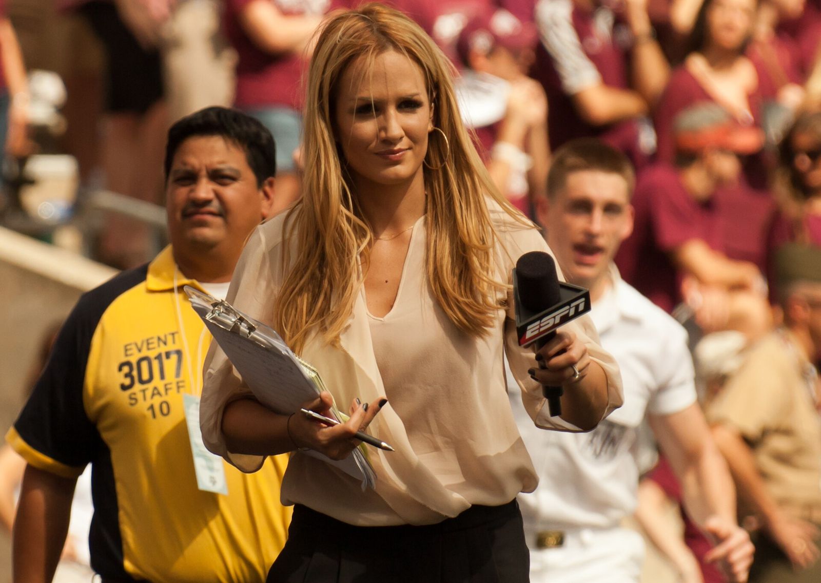 ESPN sideline reporter Jenn Brown at the Texas A&M Vs LSU SEC football game at Kyle Field in College Station Texas on October 20th, 2012