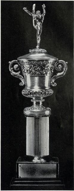 The Miller Memorial Trophy, given to the MVP of the Sugar Bowl, as shown in the 1956 game program