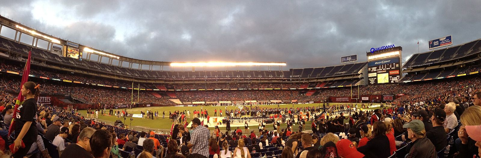 Inside Qualcomm Stadium while SDSU Aztecs match against Oregon State.