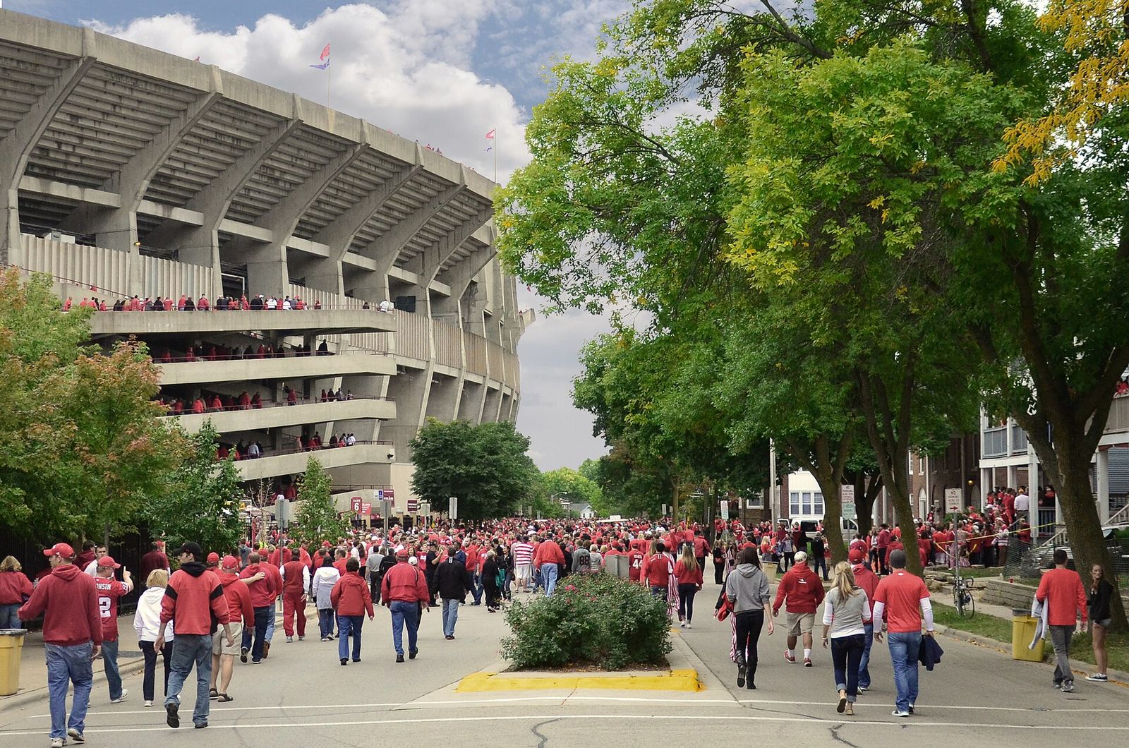 Wisconsin Badger football fans outside Camp Randall Stadium prior to game start