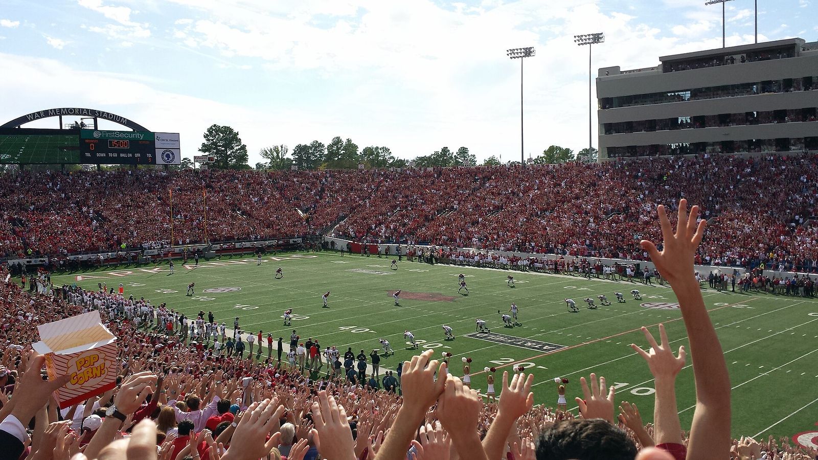 Kickoff of 2014 Georgia vs Arkansas at War Memorial Stadium in Little Rock, AR