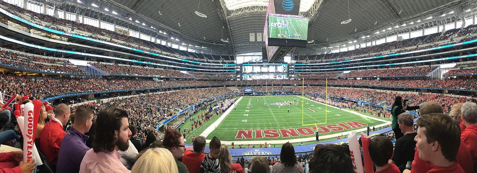 AT&T Stadium in Arlington, Texas, during the 2017 Cotton Bowl Classic between Wisconsin and Western Michigan
