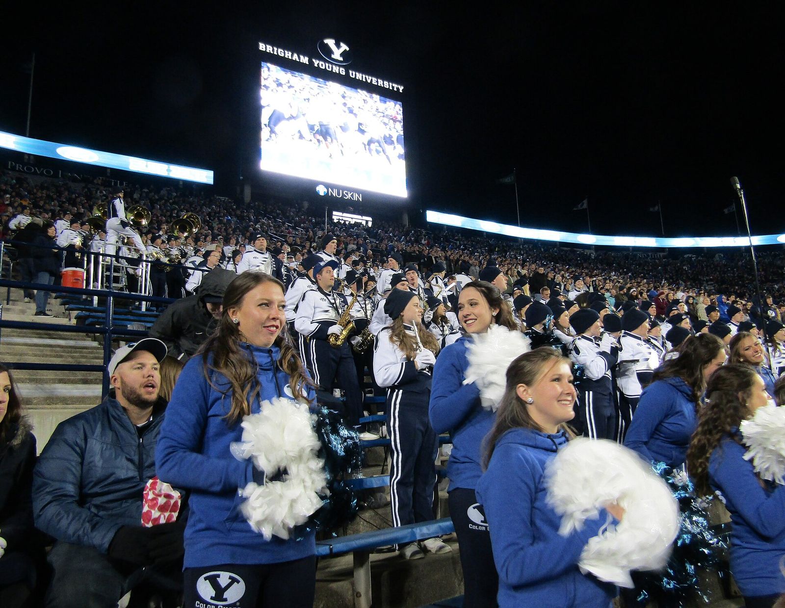 BYU cheerleaders at the Hawaii Rainbow Warriors vs. BYU Cougars.