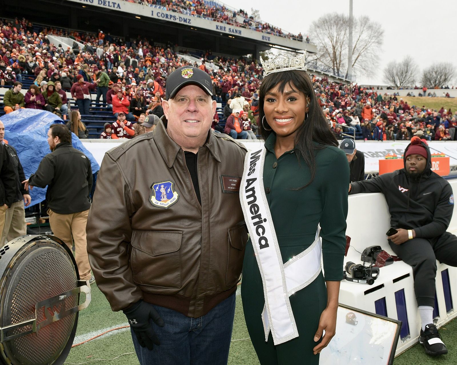 Governor Hogan Tosses the Coin and attends the Military Bowl Game by Tom Nappi,Joe Andrucyk at Navy Marine Corps Stadium, Annapolis MD 21401