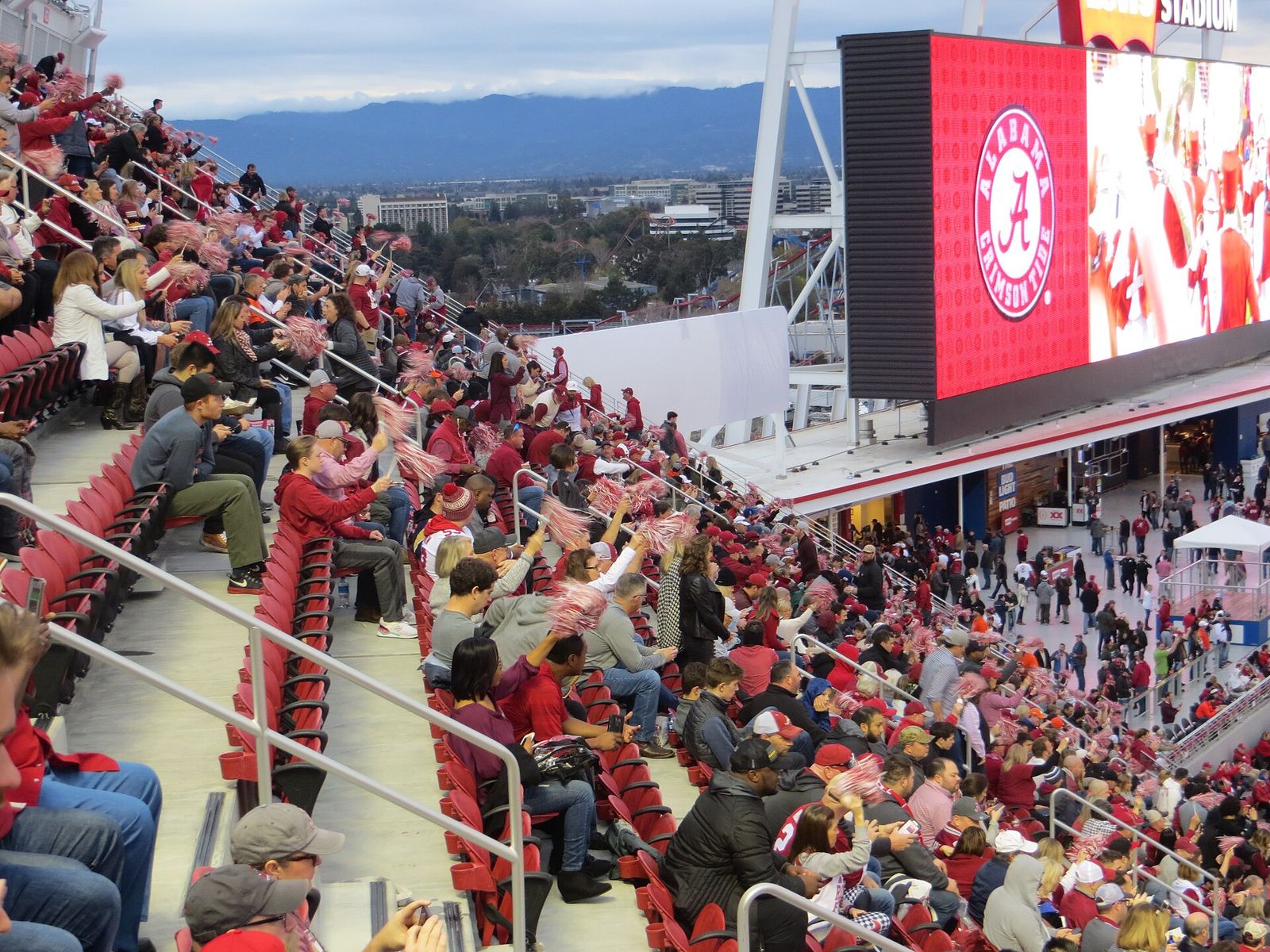 Alabama fans sitting in the nosebleeds at the 2019 College Football Playoff National Championship.