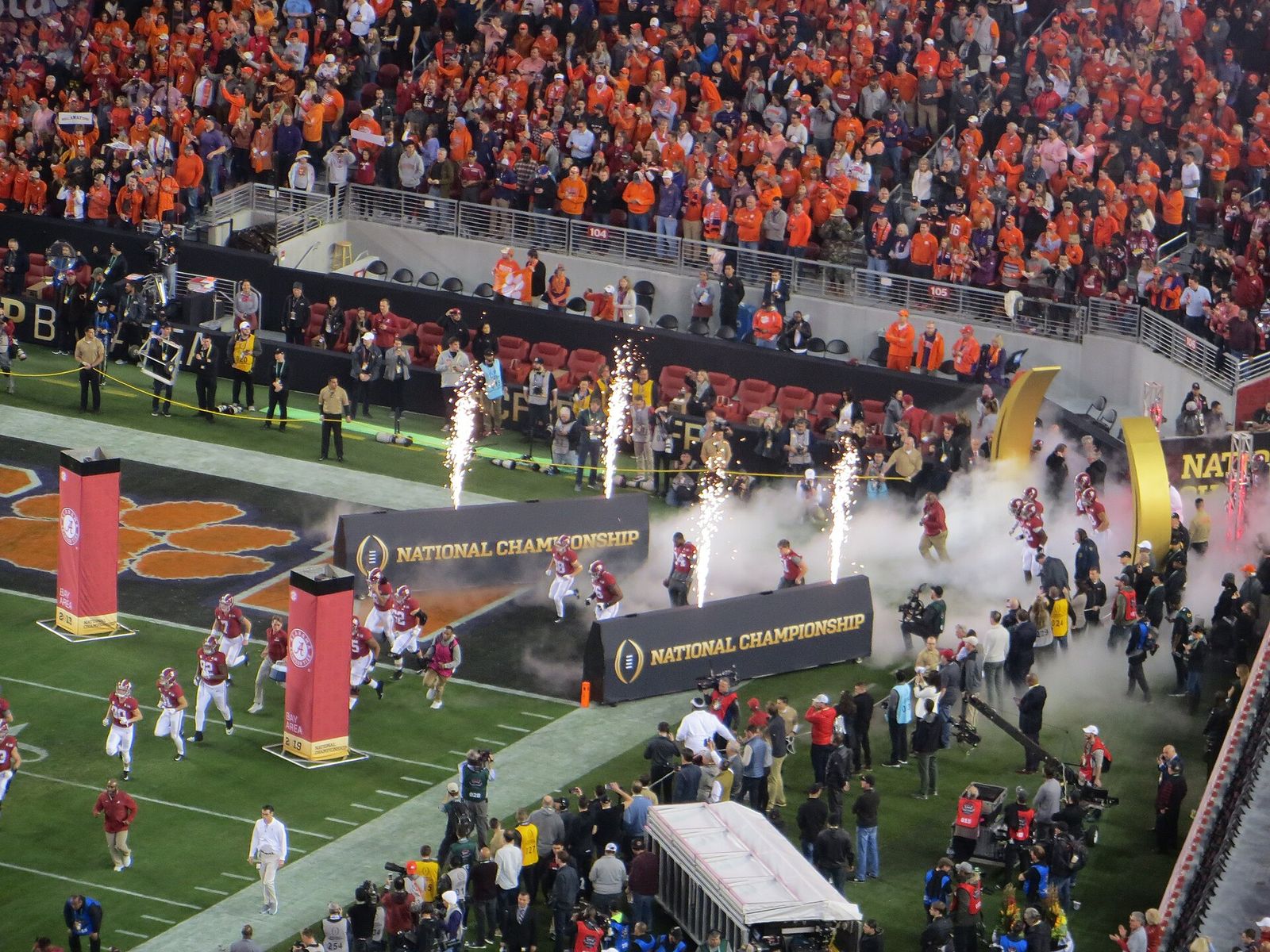 Alabama players take the field at the 2019 College Football Playoff National Championship.