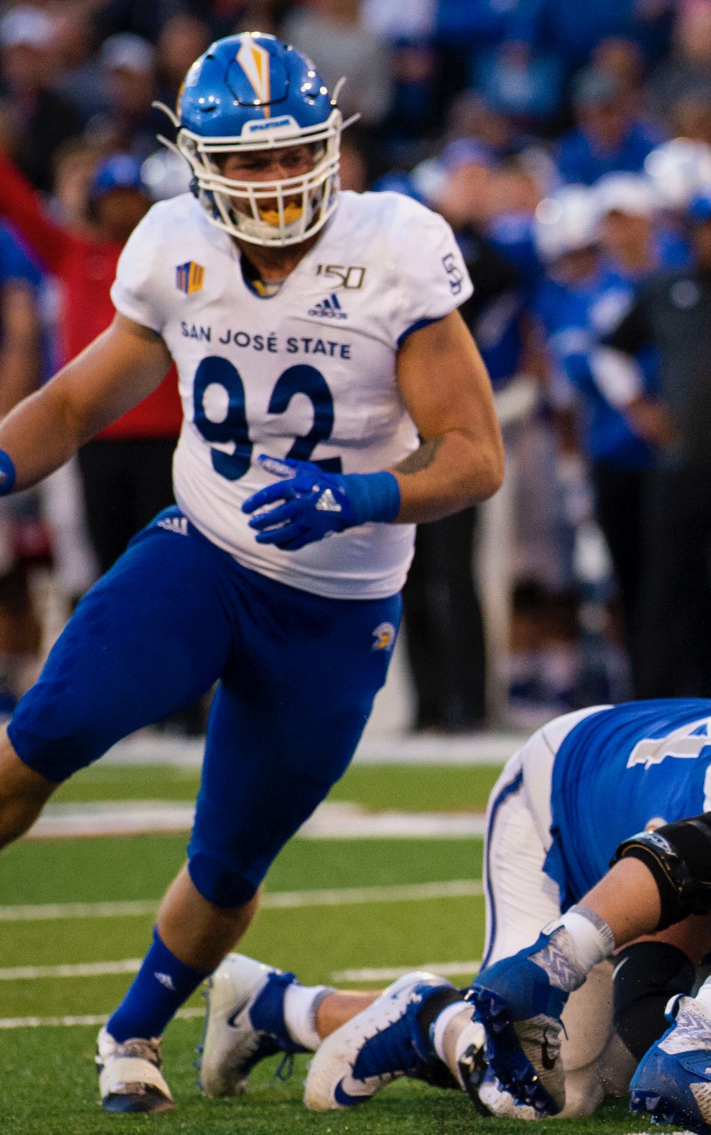 San Jose State University defensive end Cade Hall during a game at the US Air Force Academy on September 27, 2019.