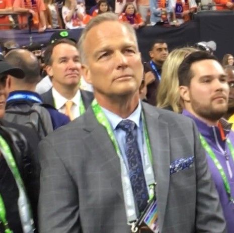 Mark Richt, ESPN commentator, at the 2020 College Football Playoff National Championship in the Mercedes-Benz Superdome in New Orleans.