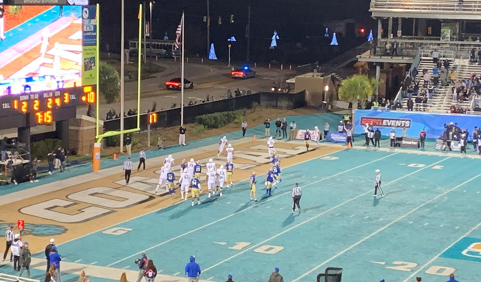 Old Dominion running back Blake Watson (2, white) scores a touchdown during the fourth quarter of the 2021 Myrtle Beach Bowl against Tulsa