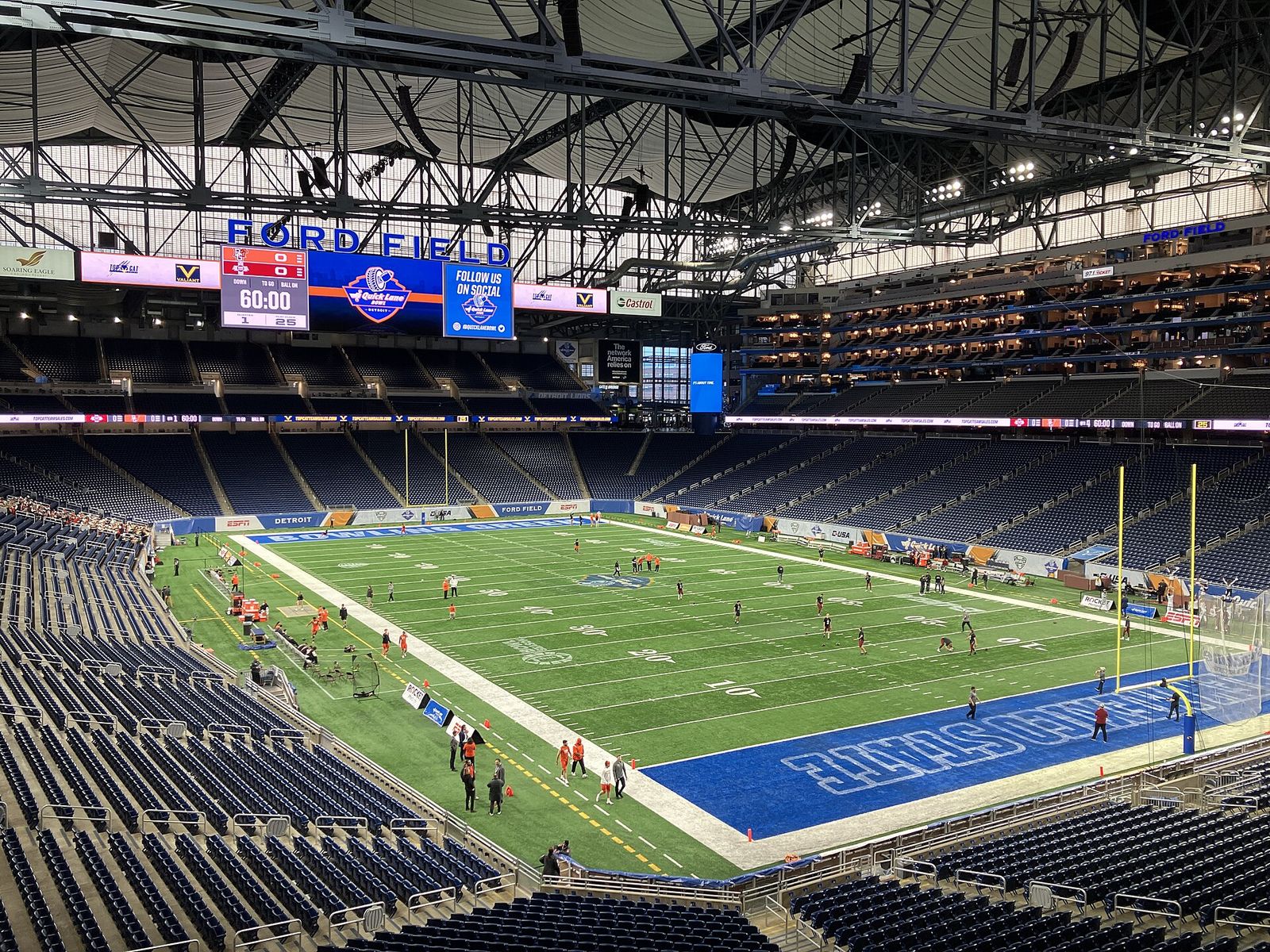 Ford Field in Detroit, Michigan, prior to the playing of the 2022 Quick Lane Bowl